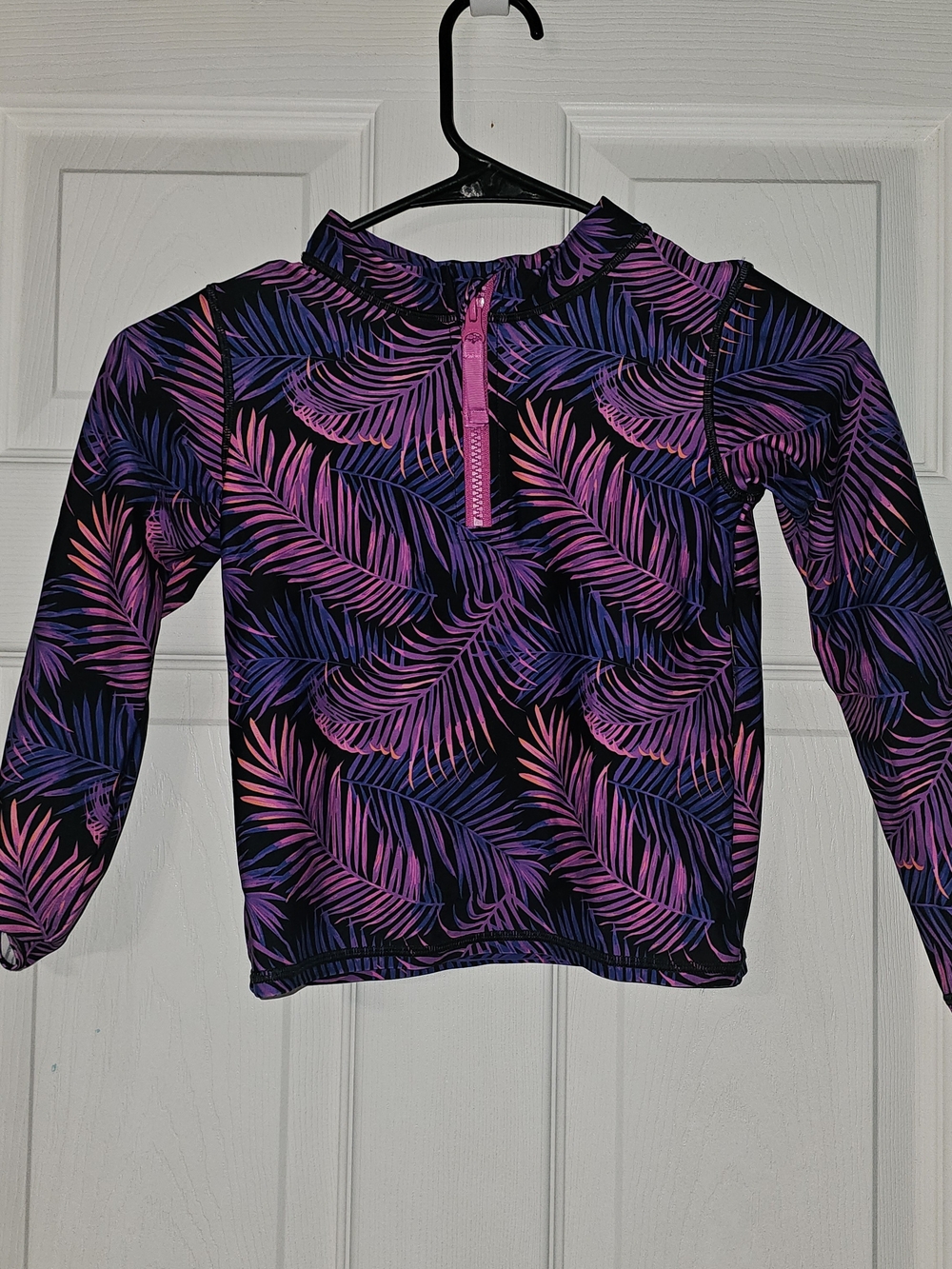 Ruffle Butts Pink & Purple Leaf Print Long-Sleeve Rashguard